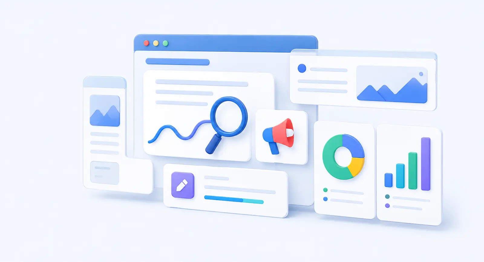 WordPress建站、Google SEO、广告与数据分析增长界面
